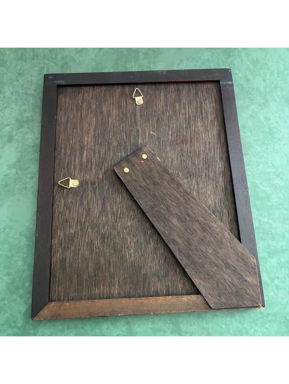 Vintage Dark Wood 8x10 Picture Frame Sliding Back Easel Wall Hanging - Picture 4 of 7
